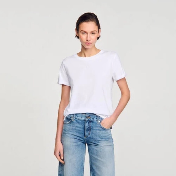 Sandro Paris women white t-shirt size 1 - Picture 1 of 5